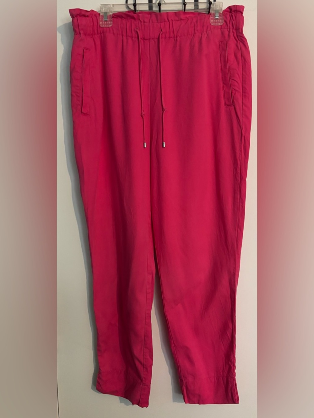United Color of Benetton Womens Medium Hot Pink Lyocell Drawstring Pant Bright